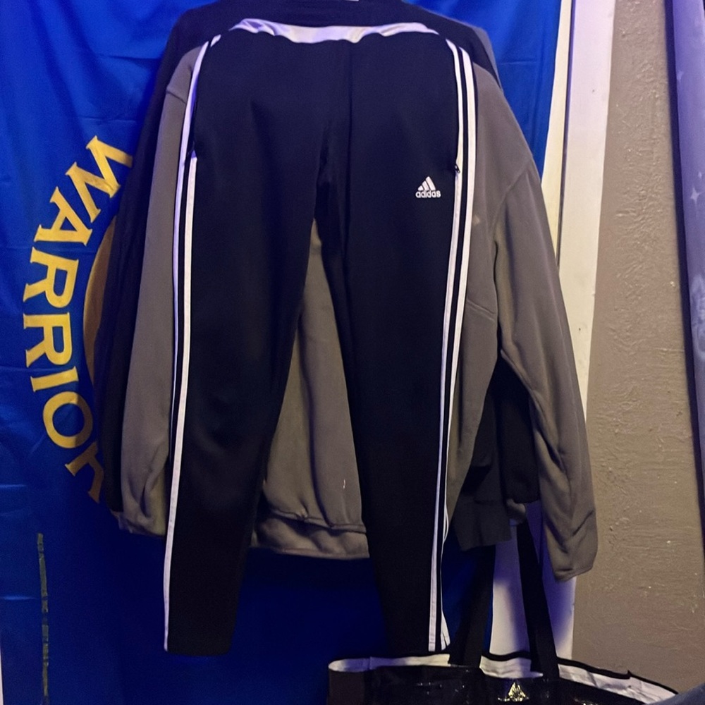 BLACK AND WHITE ADIDAS TRAINING PANTS